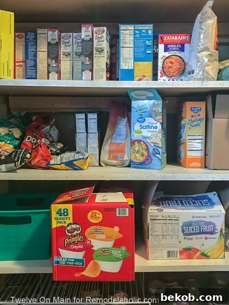 A third image highlighting the disarray and lack of proper storage in the pantry