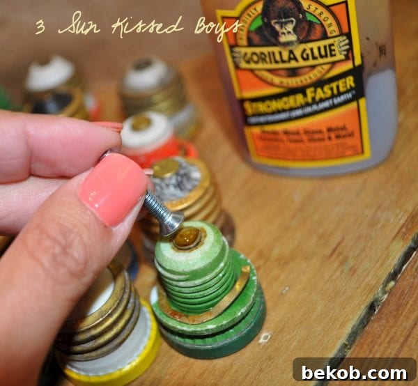 Step-by-step tutorial for using old fuses as unique kitchen cabinet hardware by 3 Sunkissed Boys