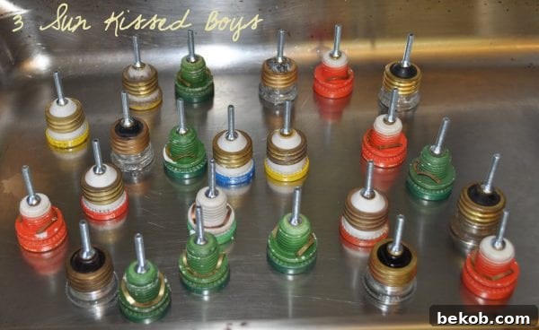 Repurposed old fuses create a budget-friendly and colorful kitchen remake by 3 Sunkissed Boys