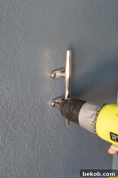 Installing wall cleats for floating rope shelves