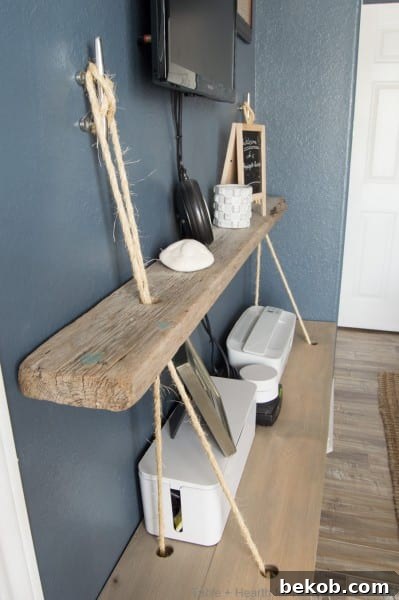 Cord management with rope shelves