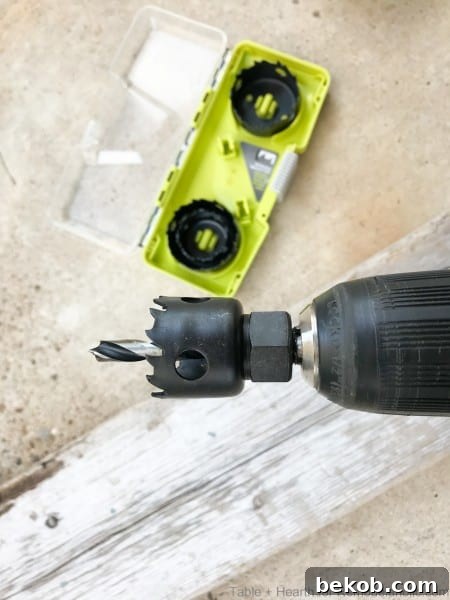 Drilling rope holes for floating shelves