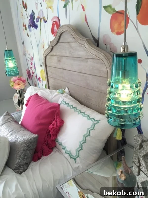 White Bedding with Colorful Throw Pillows