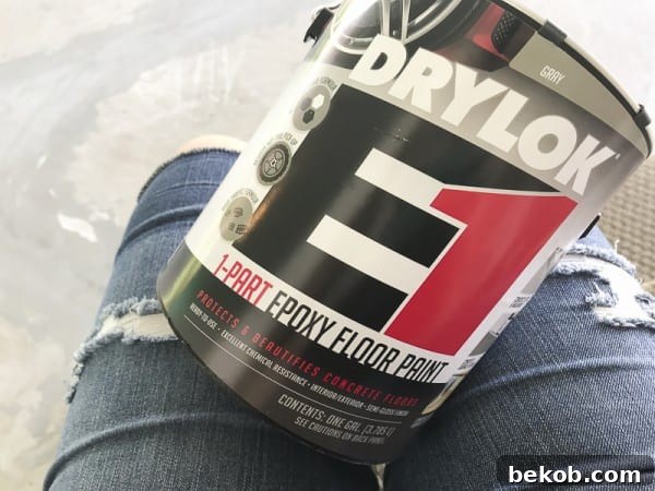 DRYLOK E1 1-Part Epoxy Floor Paint in Gray, Ready for Application