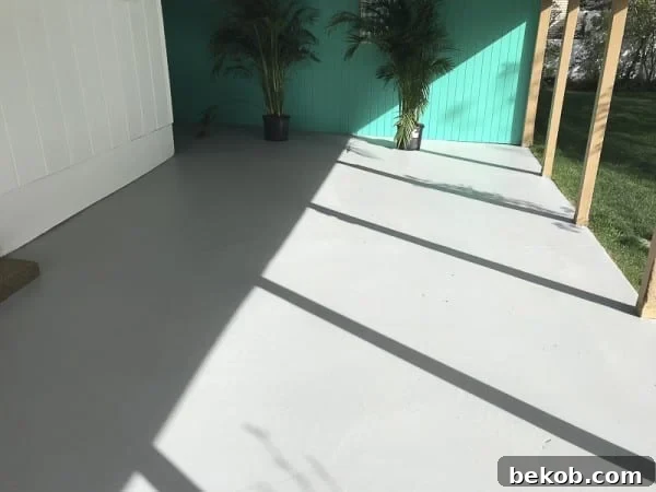 Fully Painted Concrete Patio After Two Coats of DRYLOK Epoxy Paint