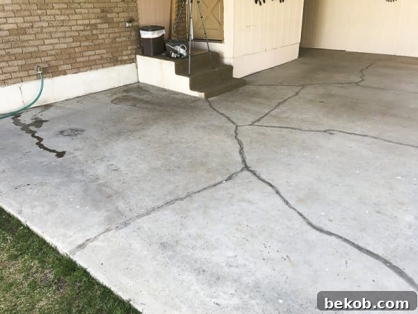 Concrete Patio After Pressure Washing, Ready for Further Prep