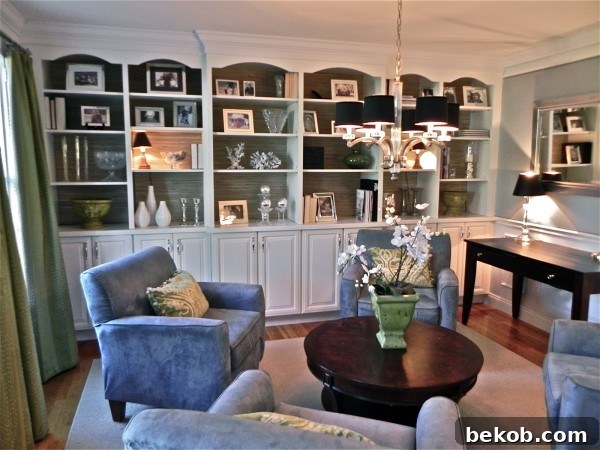Close-up of living room decor showing green accents
