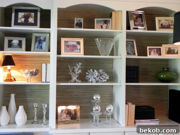 Detailed shot of living room decor, books and styling