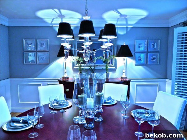 Elegant dining room with eBay-sourced table and server
