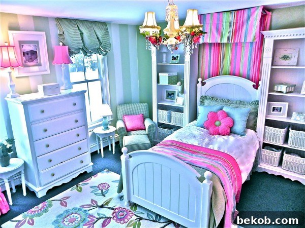 Daughter's updated pink bedroom, designed for her preferences