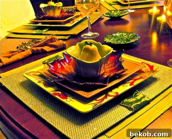 Thanksgiving table setting with autumnal decor