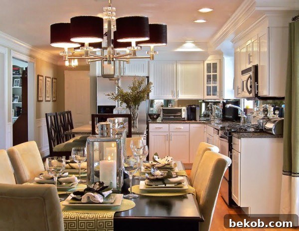 Renovated kitchen with Cloud White cabinets, new lighting, and fresh greenery