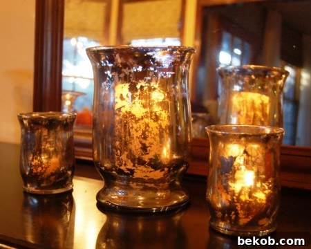 Faux Mercury Glass Hurricane in a Home Setting