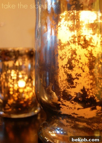 Faux Mercury Glass Candle Holder for Elegant Decor
