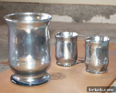 Glass Hurricanes After Multiple Coats of Mirror Spray Paint