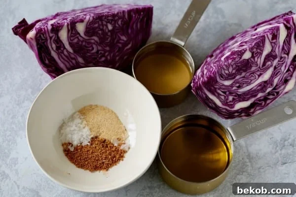 Red Cabbage Coleslaw Ingredients - Fresh and simple components for a delicious salad