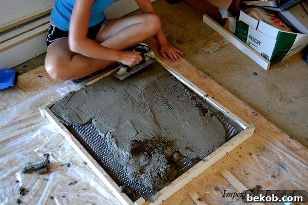 Pouring Concrete and Adding Wire Mesh Reinforcement