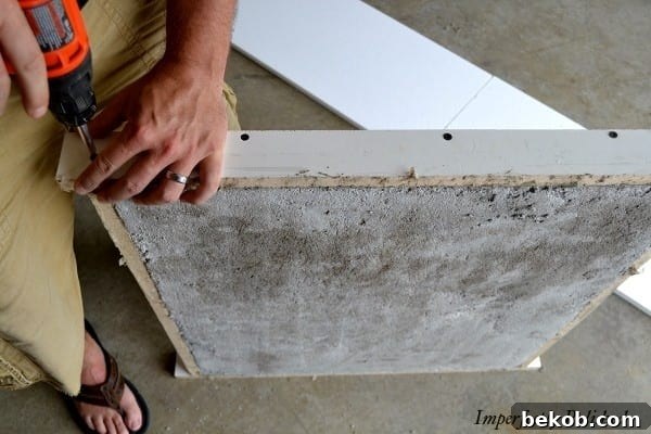 Demolding DIY Concrete Countertops onto Foam Board