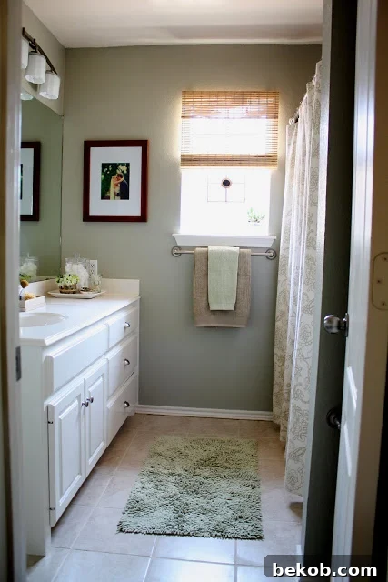 New and Improved Master Bathroom, showcasing a stylish, compact design