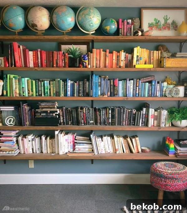 DIY Bookshelf designed by AD Aesthetic, showcasing a beautiful home library setup.