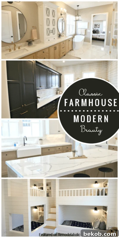 Classic Farmhouse and Modern Beauty: A luxurious home featuring rustic comfort and clean textures.