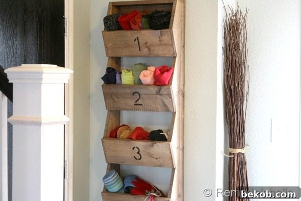 Rustic Wall Storage Bins @remodelaholic