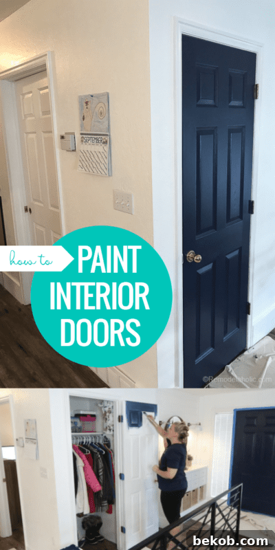 How To Paint Interior Doors With A Faux Wood Grain Finish And Raised Panels. Learn expert techniques for smooth, professional-looking interior doors with Remodelaholic's DIY guide. #remodelaholic #doorpainting #DIYtips