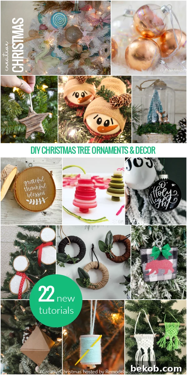 Collection of Creative Christmas DIY projects including ornaments and home decor ideas from various bloggers.