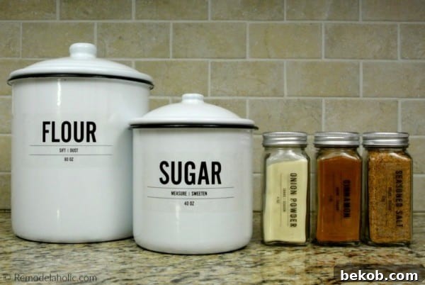 Modern Minimalist West Elm Inspired Printable Spice Labels And Matching Pantry Labels For Canisters #remodelaholic