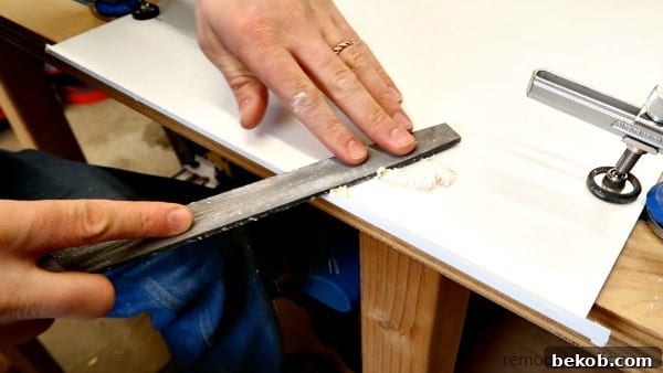 File Edge Banding On MDF Fridge Cabinet Organizer #remodelaholic