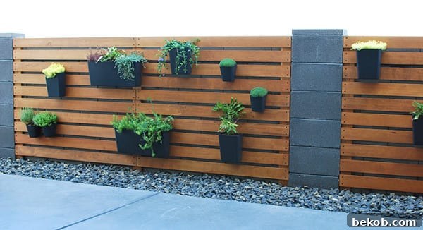 Diy Wood Slat Planter Wall Over Cinder Block Fence, The Garden Glove Featured On Remodelaholic