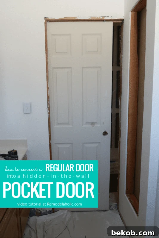 How To Convert A Regular Door Into A Hidden Pocket Door #remodelaholic