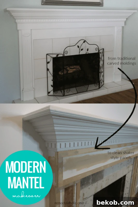 DIY Modern Mantel Makeover, Updating From Carved Molding To Flat Shaker Trim, showcasing a sleek contemporary design