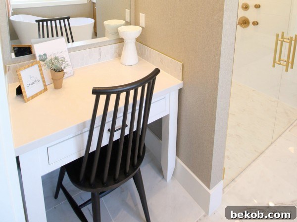 Spindle chair perfect for a bathroom vanity