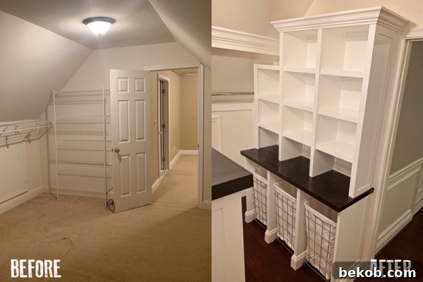 Before and After Built-In Laundry Hamper