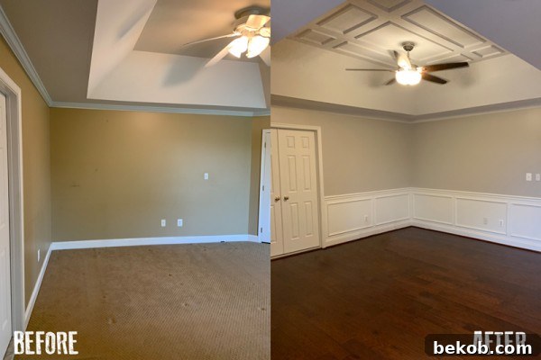 Before and After Wainscoting Installation