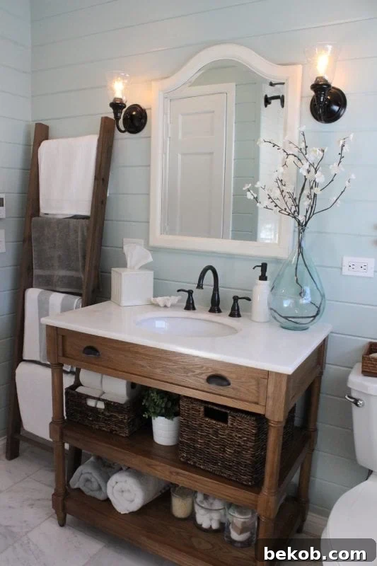 How to Decorate With a Ladder - Bathroom Ladder Decor Idea, Towel Ladder