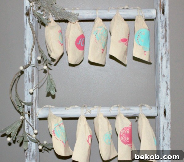 Wooden Ladder Decor Idea: Christmas Advent Calendar, Our Crafty Mom