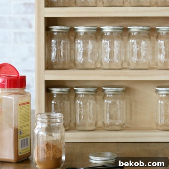 DIY Spice Shelf With Mini Mason Jars