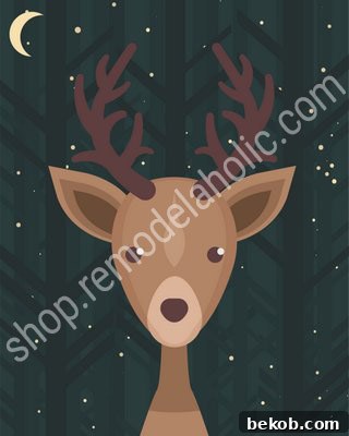 Night Sky Woodland Animal Nursery Art Deer
