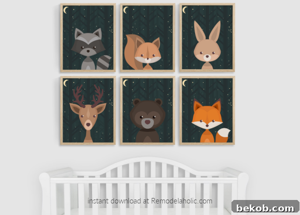 Night Sky Woodland Animals Nursery Art Printable Set Remodelaholic