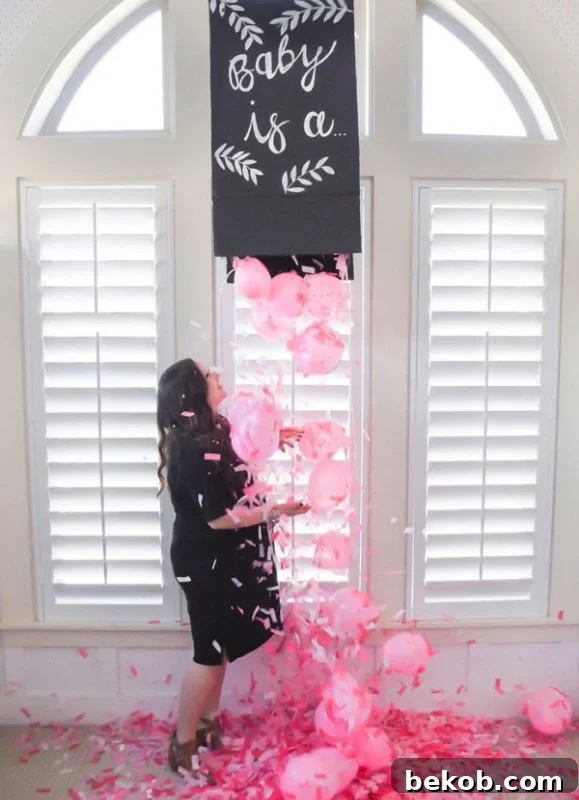 3 Creative Gender Reveal Photo Ideas 7 Simple Gender Reveal Idea Balloon Drop From A Box