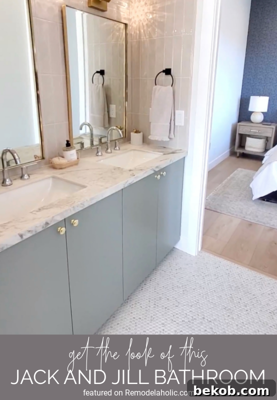 Go For A Classic Neutral Look In A Bathroom With Our Tips To Get The Look Of This Jack And Jill Bathroom And How To Decorate It At Remodelaholic.com