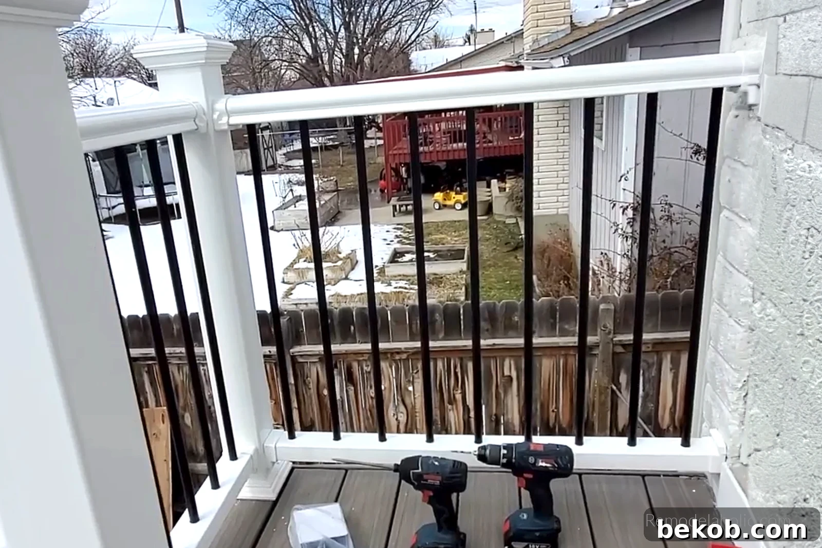 Deck Railing Attached to the House