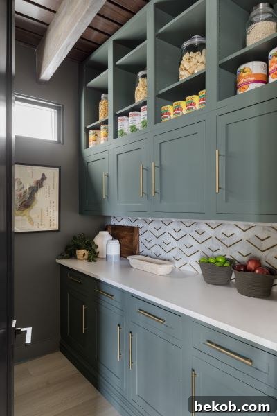 Elegant Butler's Pantry with Daltile Lavaliere and Gold Accents