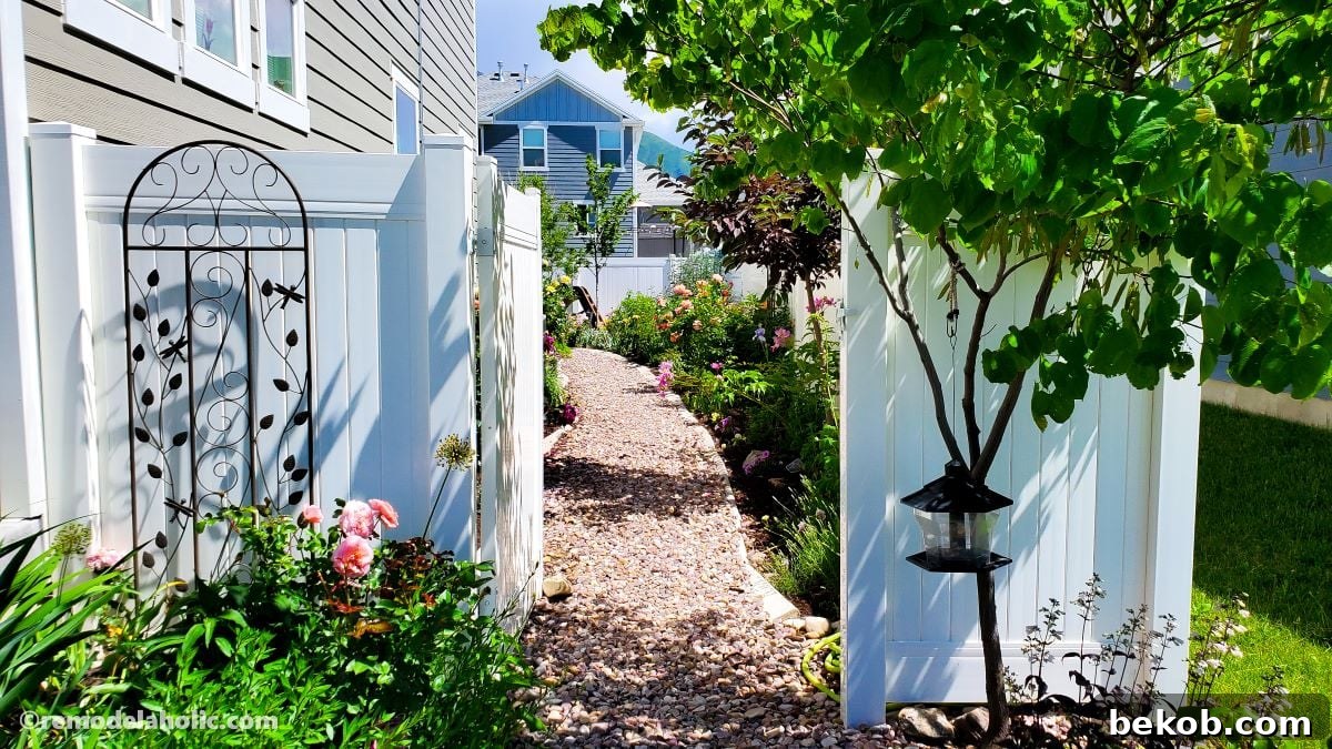 Rock path with concrete edging