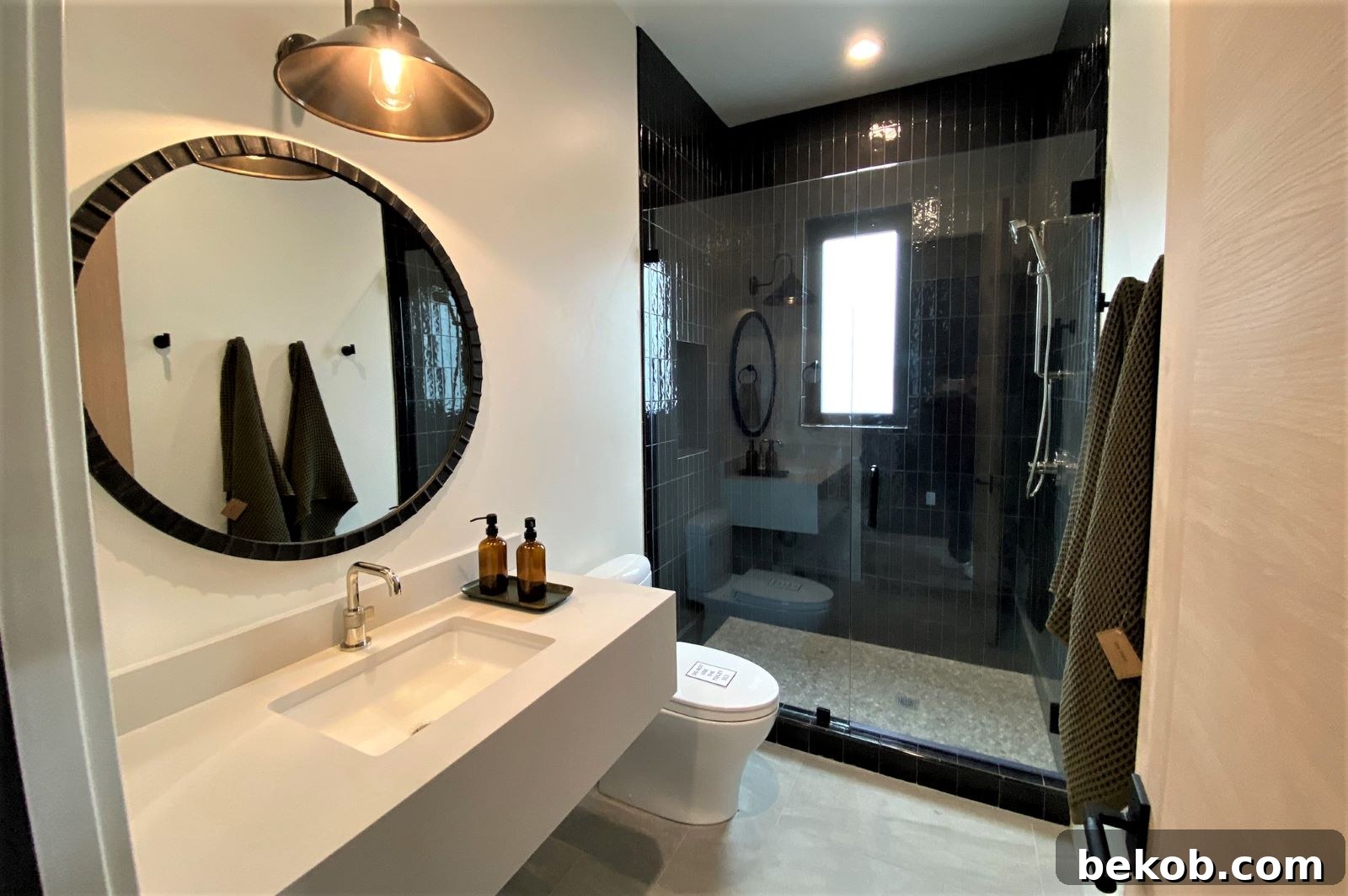 Eco-friendly bathroom emphasizing sustainable materials and water-saving fixtures