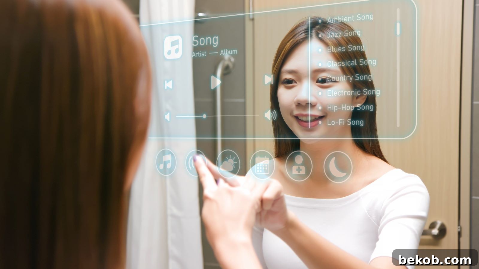 High-tech smart bathroom with mirror and digital controls