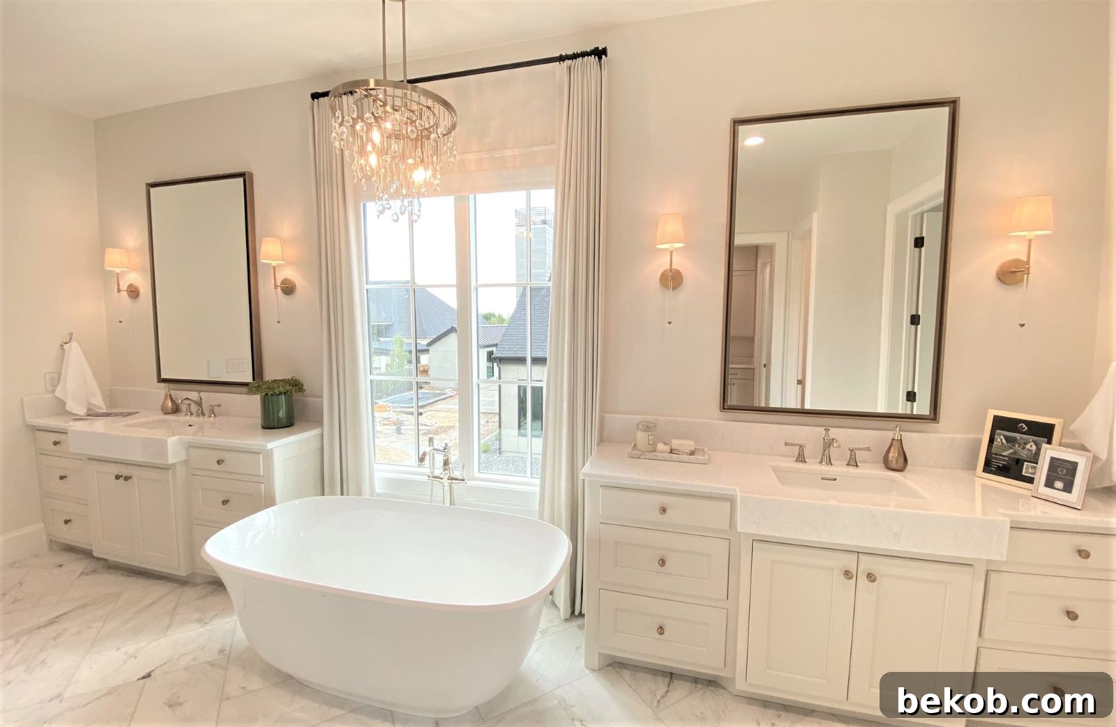 Elegant freestanding bathtub as a focal point in a modern bathroom