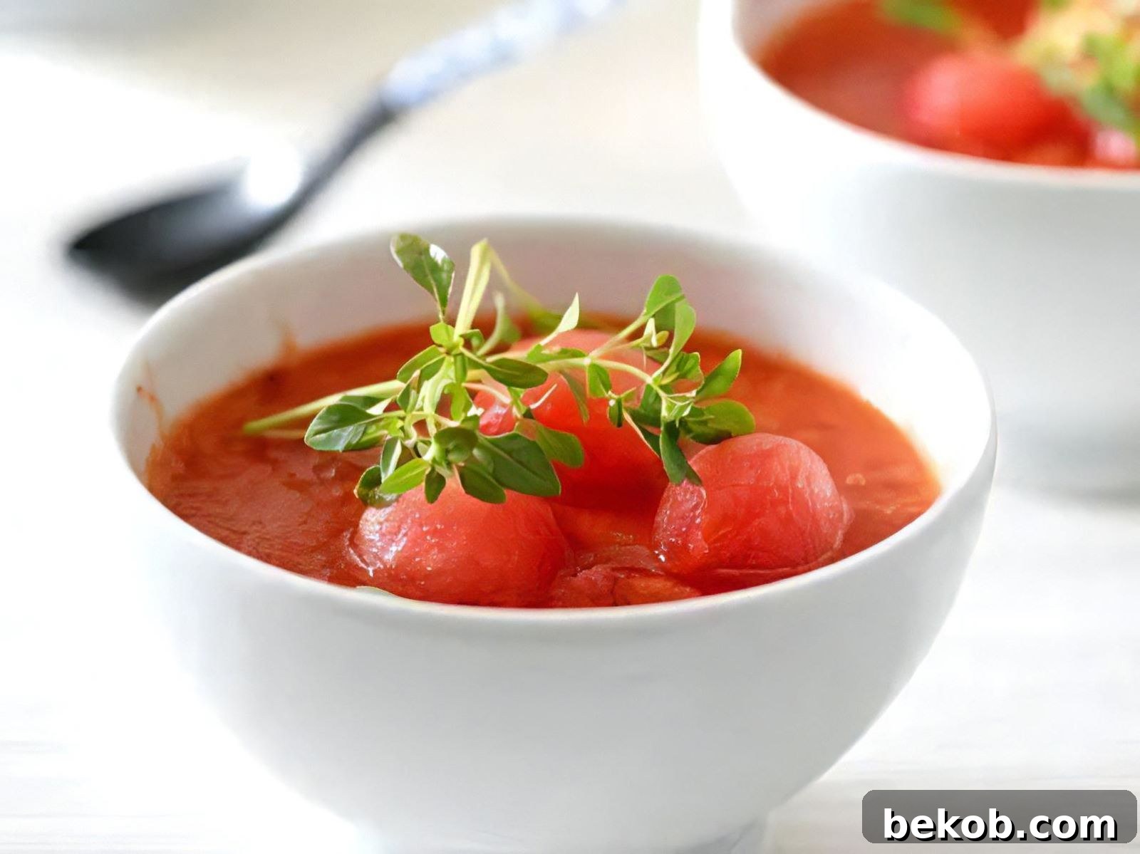 Delicious Chilled Tomato Watermelon Basil Soup
